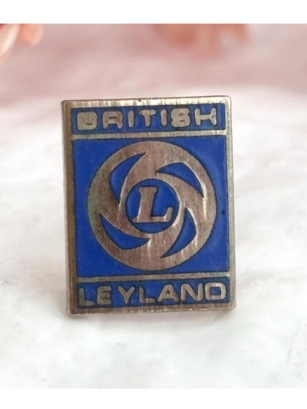 British Leyland Blue Enamel Emblem Vintage Silver Toned Tiny Brooch Pin